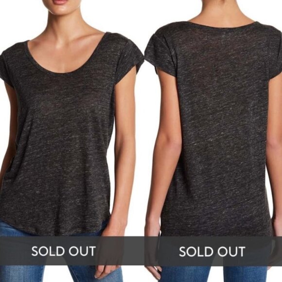 💕JOIE💕 Neyo Scoop Neck Cap Sleeve T-shirt 100% Linen ~ Dark Heather Grey Large - Picture 5 of 10